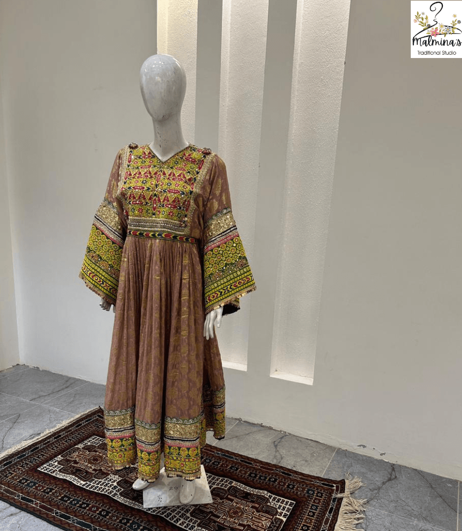 Elegant Light-Toned Traditional Dress with Exquisite Hand Embroidery