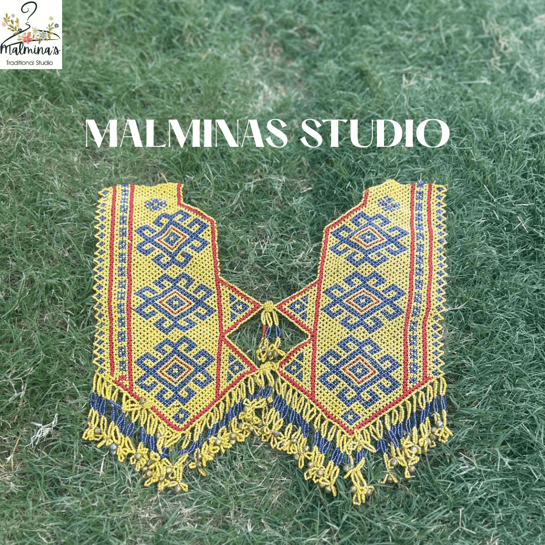 Beaded-Embroidered Neckline mix color 