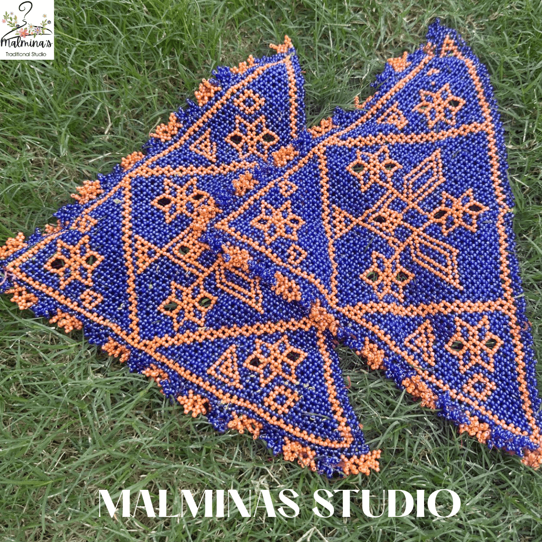 Embroidered Beads Matti – Blue & Orange Handwork