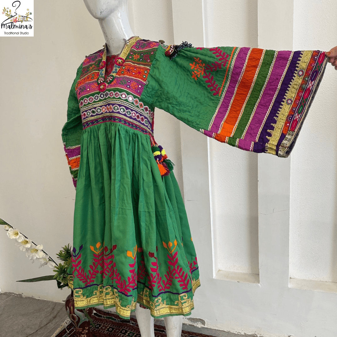 Pashtoon Traditional  Dress – Green Mix