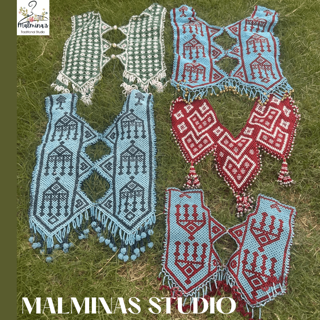 Set of 5 Embroidered Beaded Necklines 