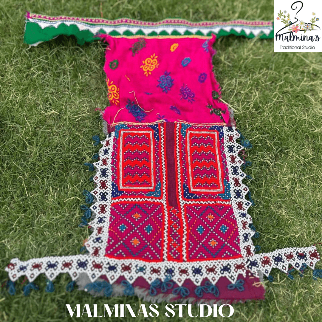 Colorful Kuchi Neck Embroidery Piece 